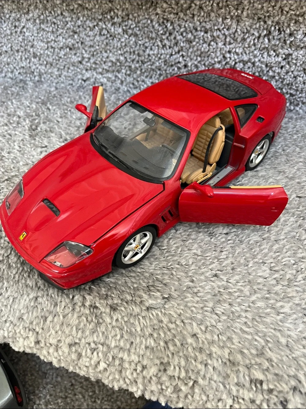 Lot of Ferrari Die-Cast Sports Car Toy Set - Red, Yellow, Blue, Silver Gray 1/18